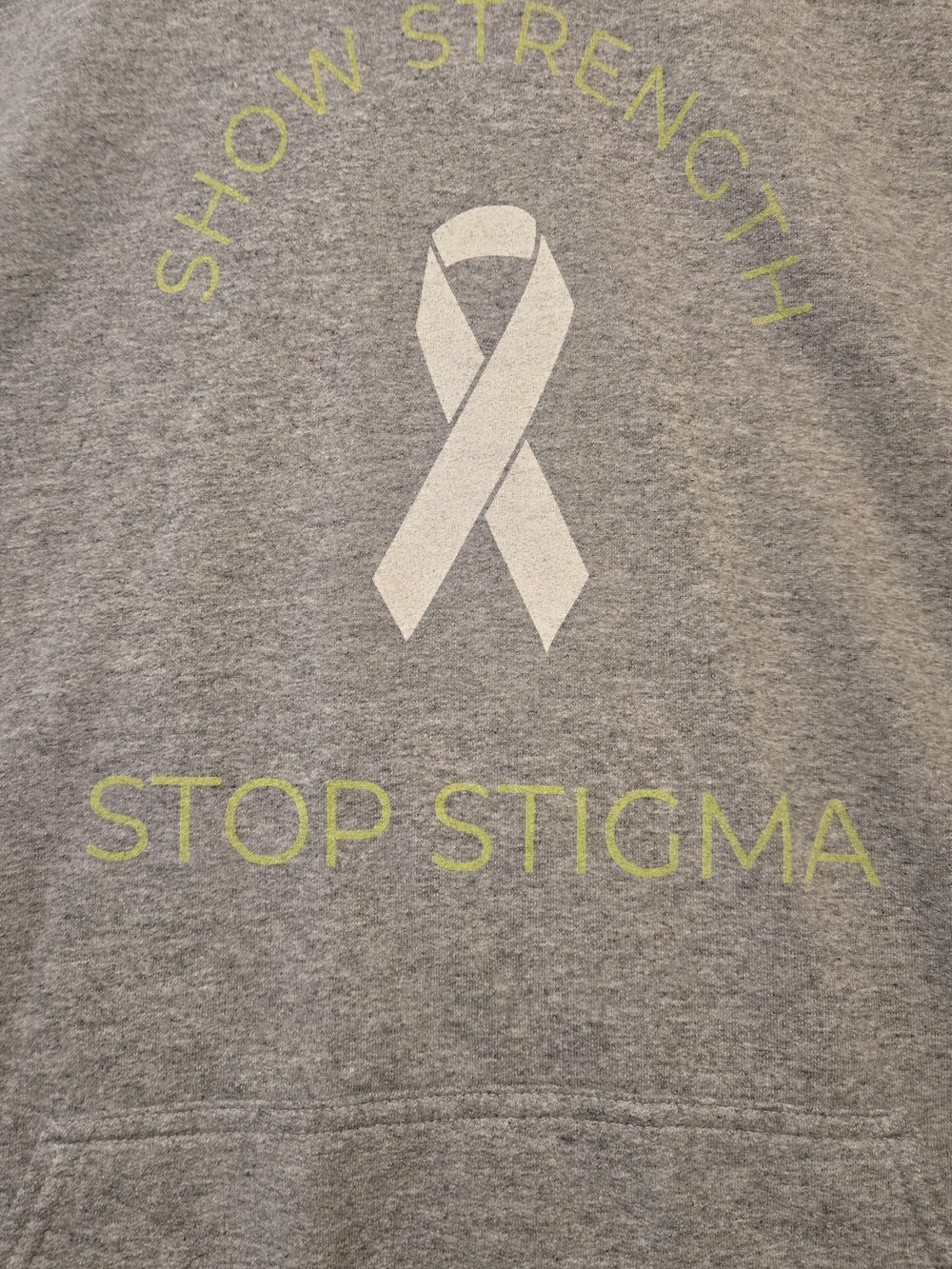 "Show Strength Stop Stigma" Heather Grey Awareness Ribbon Hoodie